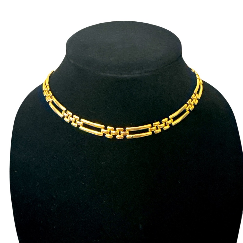 Elegant Monet Smooth Link Necklace, Gold Plated, 1980s Vintage Jewelry